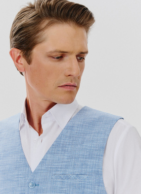 Jednorzędowa kamizelka męska w drobną kratę