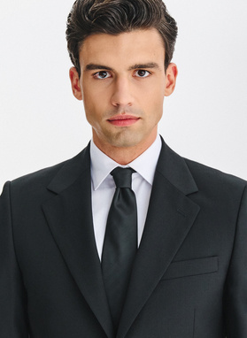 Wełniany czarny garnitur męski