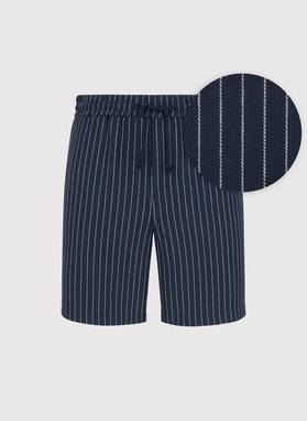 Granatowe spodenki męskie w prążek z lnem