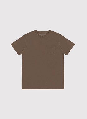 Brązowy bawełniany t-shirt z kieszonką