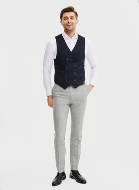 Granatowa dwurzędowa kamizelka męska