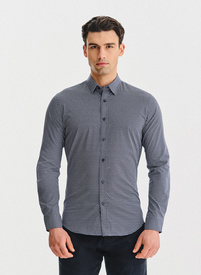 Granatowa koszula w kwiaty