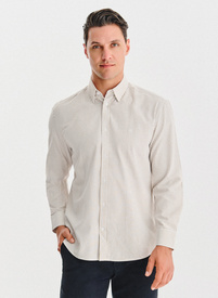 Beżowa koszula męska w paski