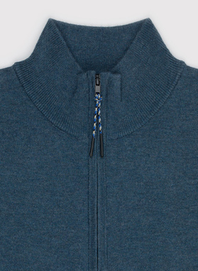 Granatowy sweter z rozpinaną stójką