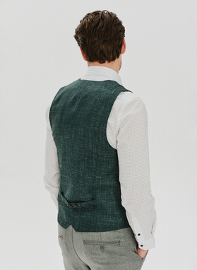 Zielona dwurzędowa kamizelka męska