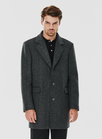 Męski płaszcz z wełną w szarym kolorze