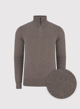 Brązowy sweter z rozpinaną stójką