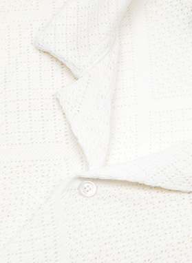 Ażurowa koszula męska z krótkim rękawem biała