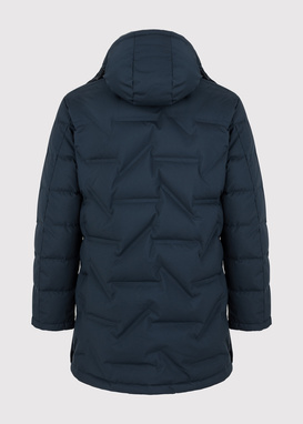 Granatowa pikowana kurtka z kapturem