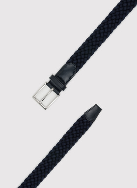 Granatowy pleciony pasek męski