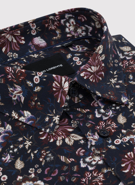 Granatowa koszula w kwiaty