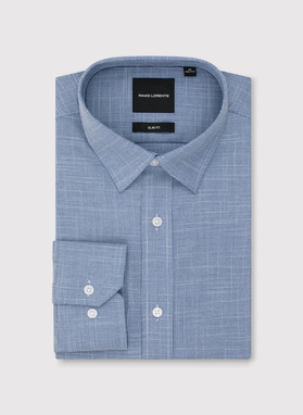 Granatowa koszula w drobną kratę