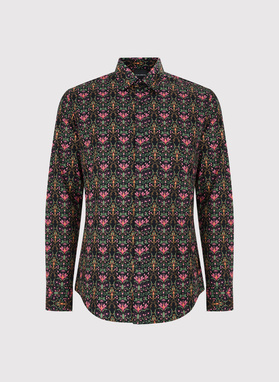 Czarna koszula w kolorowe kwiaty