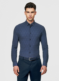 Dzianinowa koszula męska w kolorze granatowym