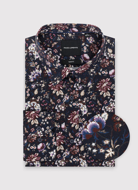 Granatowa koszula w kwiaty