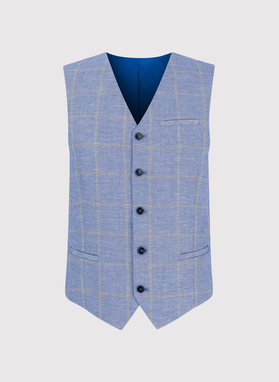 Męska niebieska kamizelka w kratkę