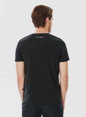 Czarny gładki t-shirt v-neck