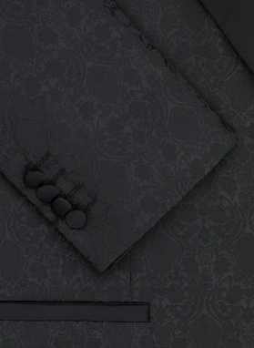 Ślubna żakardowa marynarka smokingowa czarna