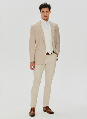 Beżowa dwurzędowa kamizelka męska