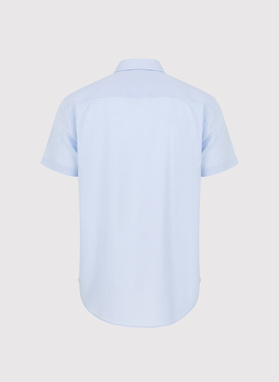 Lniana niebieska koszula z krótkim rękawem