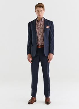 Granatowy garnitur w kratę Windowpane