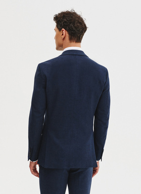 Granatowy garnitur męski z lnem