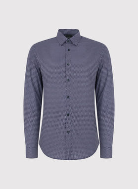 Granatowa koszula w kwiaty