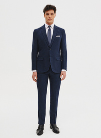 Granatowy garnitur męski z lnem
