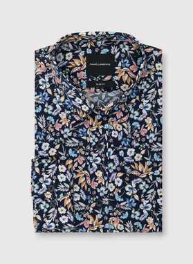 Granatowa koszula w kwiaty
