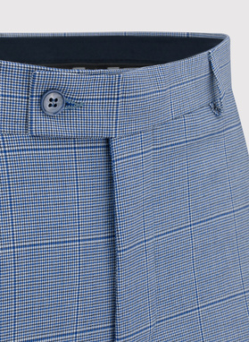 Niebieskie męskie spodnie garniturowe w kratkę