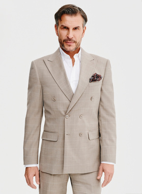 Dwurzędowy garnitur męski w kratkę