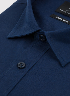 Granatowa koszula męska z lnem