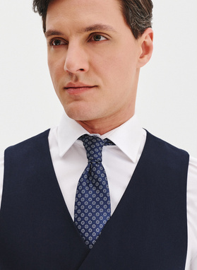 Granatowa dwurzędowa kamizelka męska