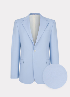 Błękitny wełniany garnitur męski