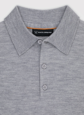 Męski szary sweter z kołnierzykiem polo