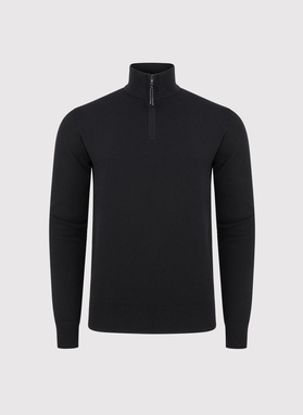 Czarny sweter z rozpinaną stójką