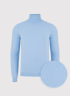 Jasnoniebieski gładki golf męski