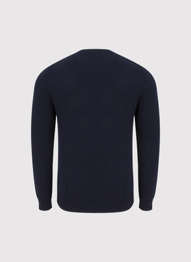 Granatowy bawełniany sweter z kaszmirem