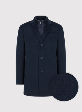 Granatowy płaszcz męski z wełną