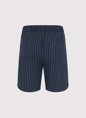 Granatowe spodenki męskie w prążek z lnem