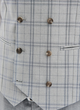 Dwurzędowa kamizelka męska w kratę