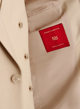 Beżowa marynarka garniturowa z wełny