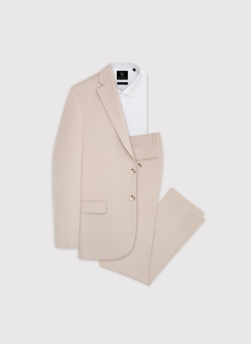 Gładki beżowy garnitur męski