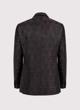Brązowa żakardowa marynarka smokingowa