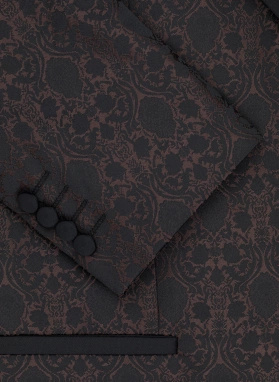 Ślubna żakardowa marynarka smokingowa brązowa