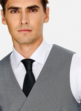 Dwurzędowa szara kamizelka w pepitkę