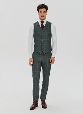 Szare garniturowe spodnie w kratę