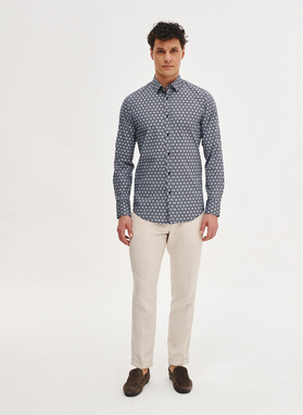 Koszula męska w niebieskie kwiaty