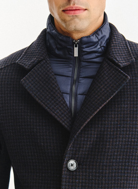 Płaszcz jednorzędowy w pepitkę