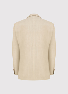 Ślubny beżowy garnitur z wełny